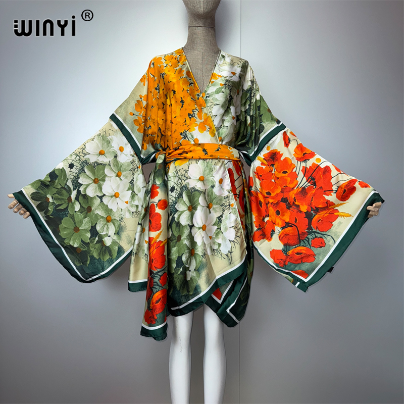 Kaftan Women Boho - WINYI summer kimonosilk feeling short cardigan