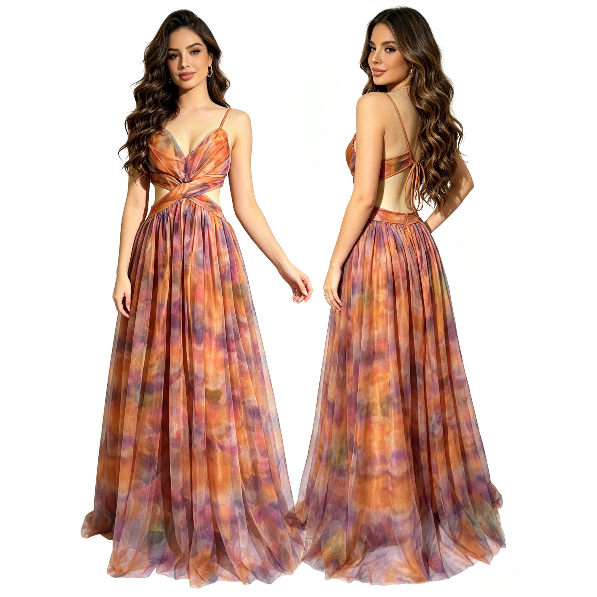 Sexy Tie-Dye Mesh Strapless Dr - огляд і ціна Ethnic Style Dresses