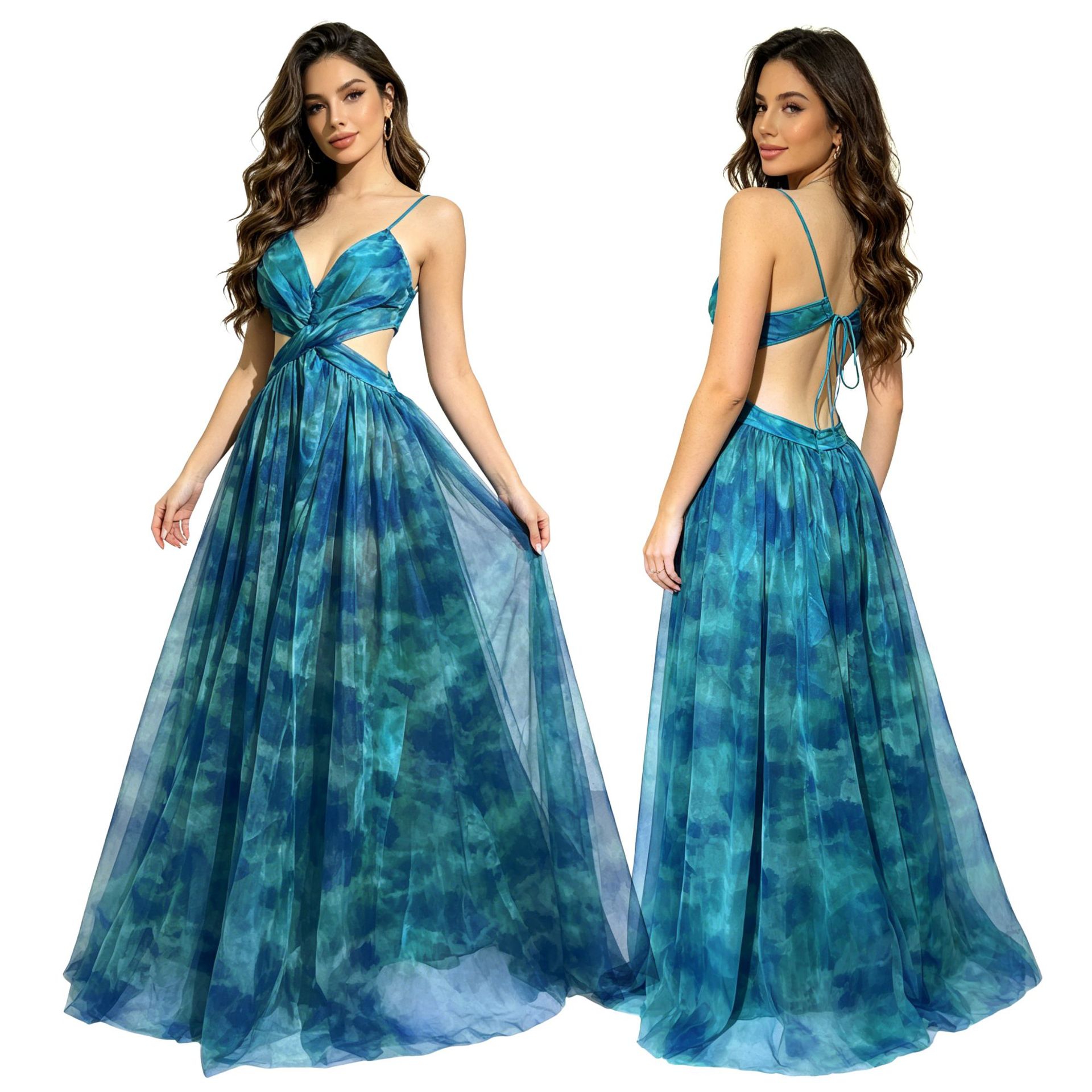 Sexy Tie-Dye Mesh Strapless Dr - огляд і ціна Ethnic Style Dresses