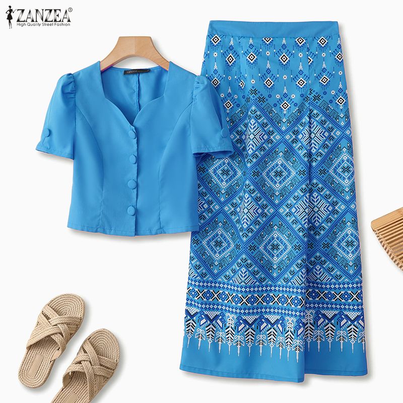 Summer 2 Pieces Sets ZANZEA Sq - огляд і ціна Ethnic Style Dresses