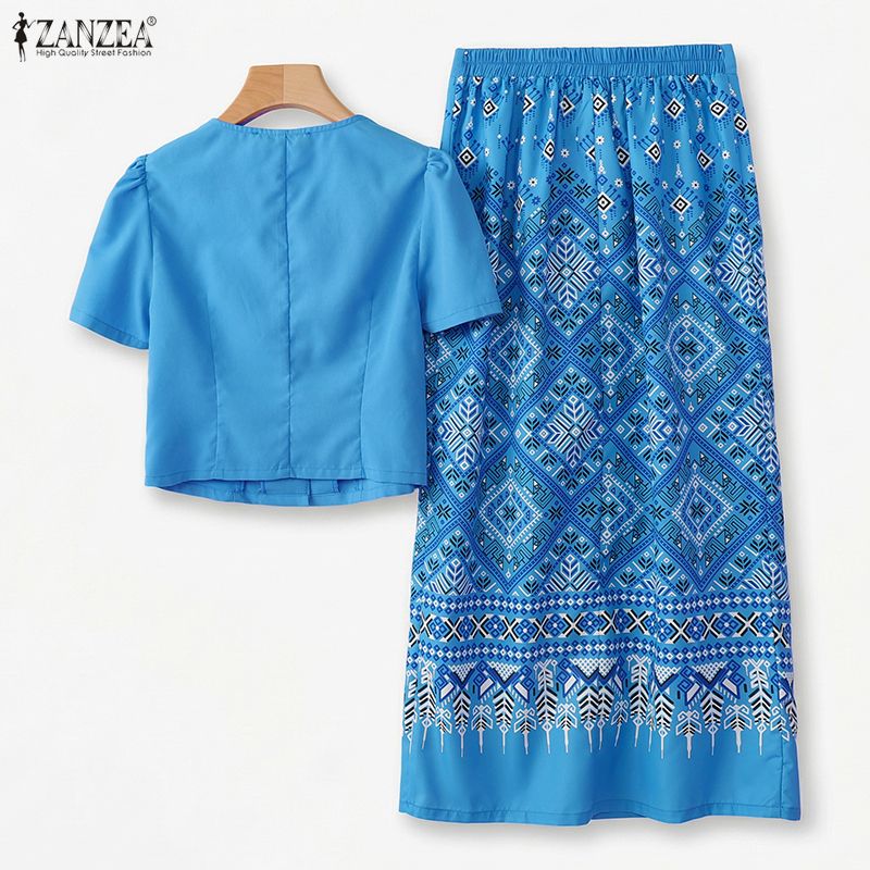 Summer 2 Pieces Sets ZANZEA Sq - огляд і ціна Ethnic Style Dresses