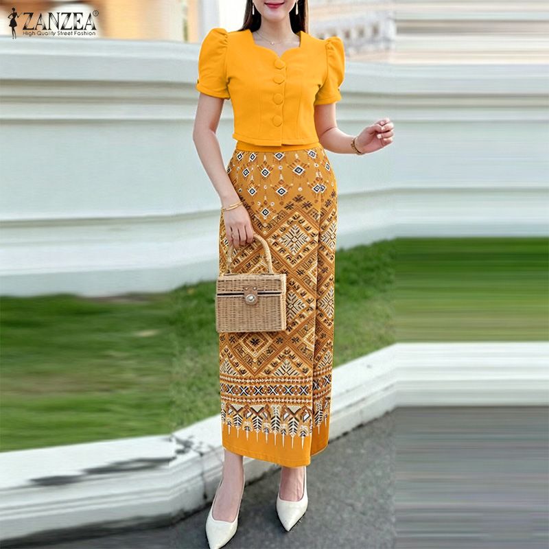 Summer 2 Pieces Sets ZANZEA Sq - огляд і ціна Ethnic Style Dresses